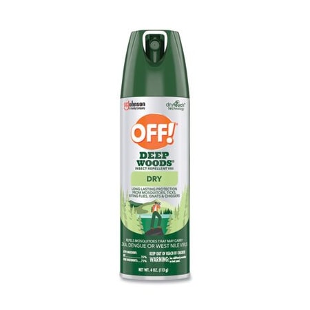 Sc Johnson Deep Woods Dry Insect Repellent, 4 Oz, Aerosol, Neutral, 12PK 315652